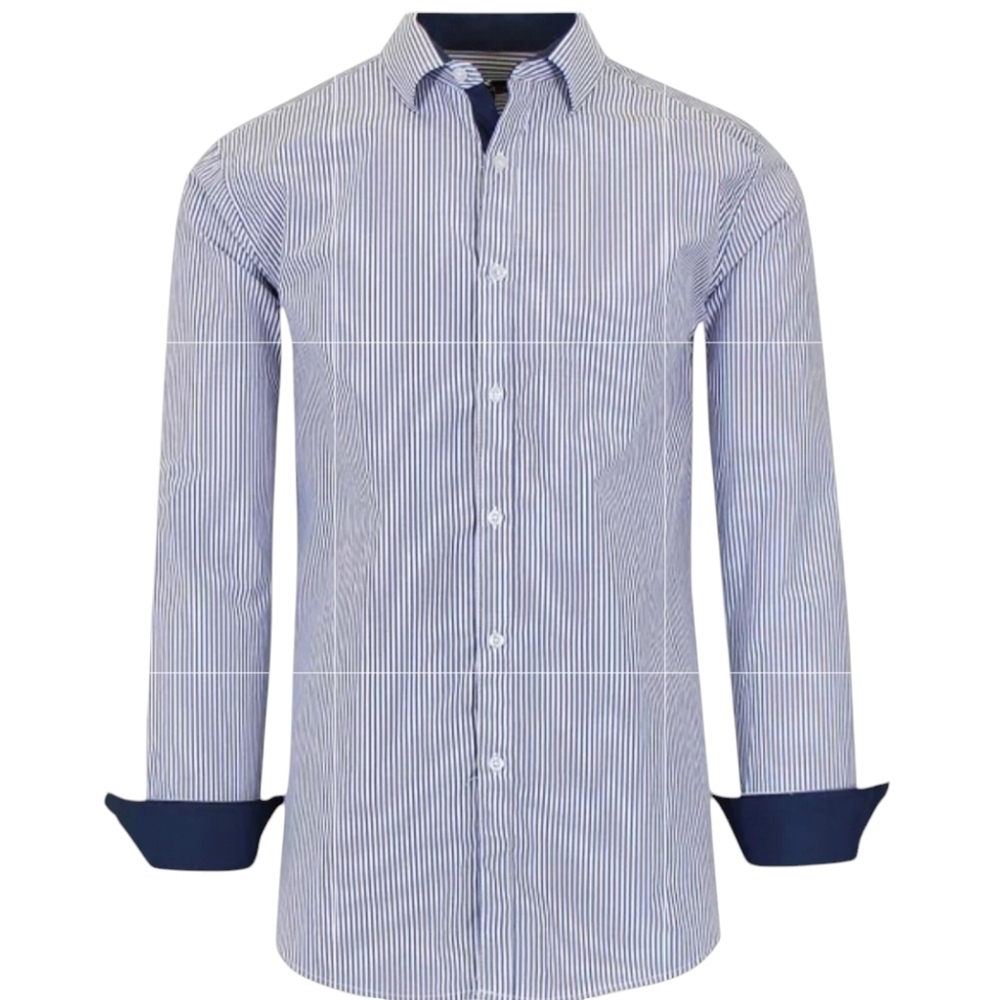 MEN'S Galaxy By Harvic Long Sleeve Slim Fit Stripped Shirt.  Medium.  NWT $58